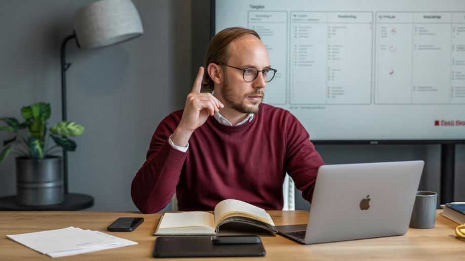 Candidate preparing for Scrum Master interview using online tools and Agile guide